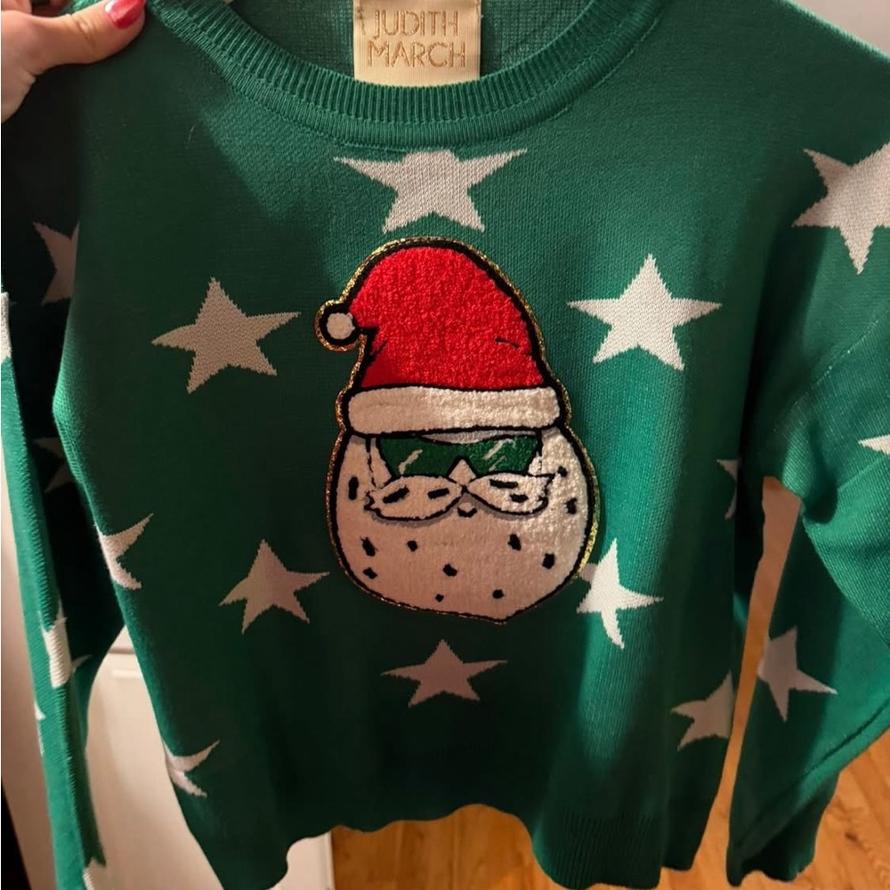 Judith March Festive Green Santa Sweater